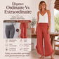 Pantalon taille haute en coton et lin pour femme