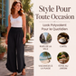 Pantalon taille haute en coton et lin pour femme