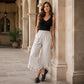 Pantalon taille haute en coton et lin pour femme