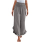 Pantalon taille haute en coton et lin pour femme