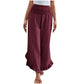 Pantalon taille haute en coton et lin pour femme