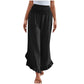 Pantalon taille haute en coton et lin pour femme