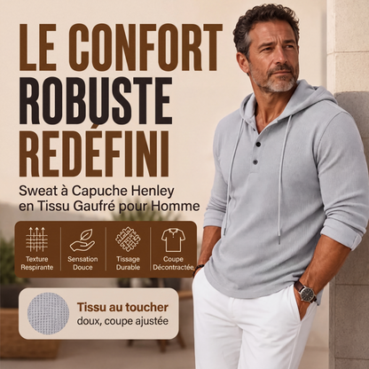 Sweat à capuche décontracté pour en maille gaufrée
