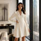 Robe blazer plissée à manches longues pour femme