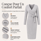 Robe élégante pour femme en maille côtelée, col V et nouée à la taille