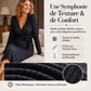 Robe élégante pour femme en maille côtelée, col V et nouée à la taille