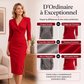 Robe blazer pour femme à col V et manches 3/4