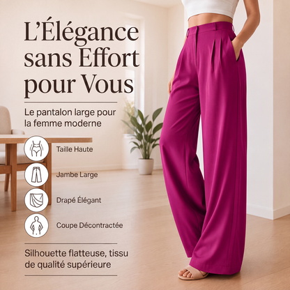 Pantalon de costume taille haute jambe large pour femme