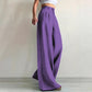 Pantalon de costume taille haute jambe large pour femme