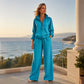 Ensemble cardigan zippé et pantalon large pour femme
