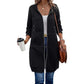 Veste sweat à capuche mi-longue pour femme, cardigan décontracté zippé avec poches