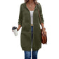 Veste sweat à capuche mi-longue pour femme, cardigan décontracté zippé avec poches