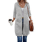 Veste sweat à capuche mi-longue pour femme, cardigan décontracté zippé avec poches