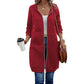 Veste sweat à capuche mi-longue pour femme, cardigan décontracté zippé avec poches