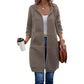 Veste sweat à capuche mi-longue pour femme, cardigan décontracté zippé avec poches