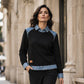 Sweat à manches longues pour femme en jean patchwork