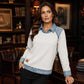 Sweat à manches longues pour femme en jean patchwork