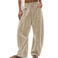 Pantalon décontracté pour femme, coupe ample avec cordon de serrage