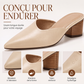 Mules à bout pointu et talon épais pour femme