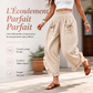 Pantalon à jambes larges et taille haute smocké pour femme