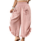 Pantalon à jambes larges et taille haute smocké pour femme