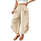 Pantalon à jambes larges et taille haute smocké pour femme