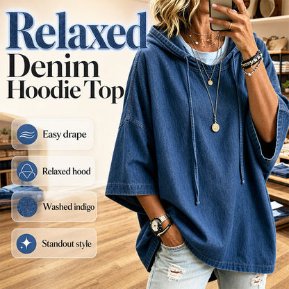 Sweat à capuche décontracté en jean ample pour femme