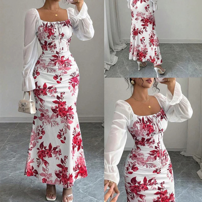 Robe évasée élégante à imprimé floral pour femme