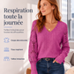 Haut à manches longues pour femme en maille côtelée brossée avec patchwork de dentelle