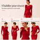 Robe midi froncée pour femme avec détails de rose 3D
