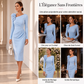 Robe midi froncée pour femme avec détails de rose 3D