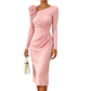 Robe midi froncée pour femme avec détails de rose 3D
