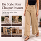 Jeans en denim à ourlet à volants pour femme