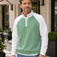 T-shirt à quart de zip en maille nid d'abeille pour hommes