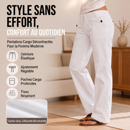 Pantalon cargo décontracté à cordon de serrage pour femme