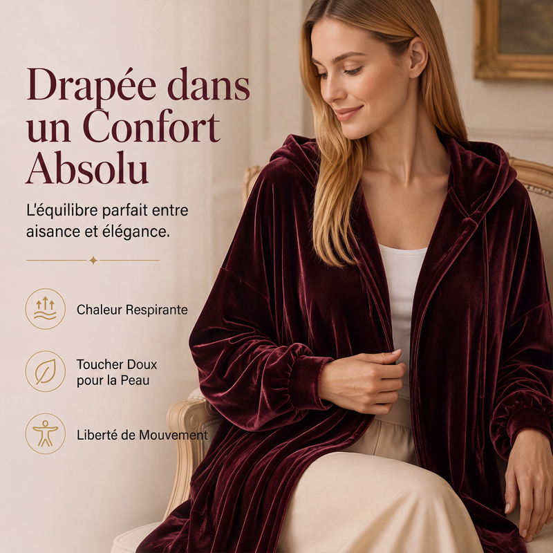 Cardigan à capuche décontracté en velours pour femme