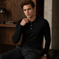 Chemise décontractée à col henley et manches longues pour homme
