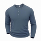 Chemise décontractée à col henley et manches longues pour homme