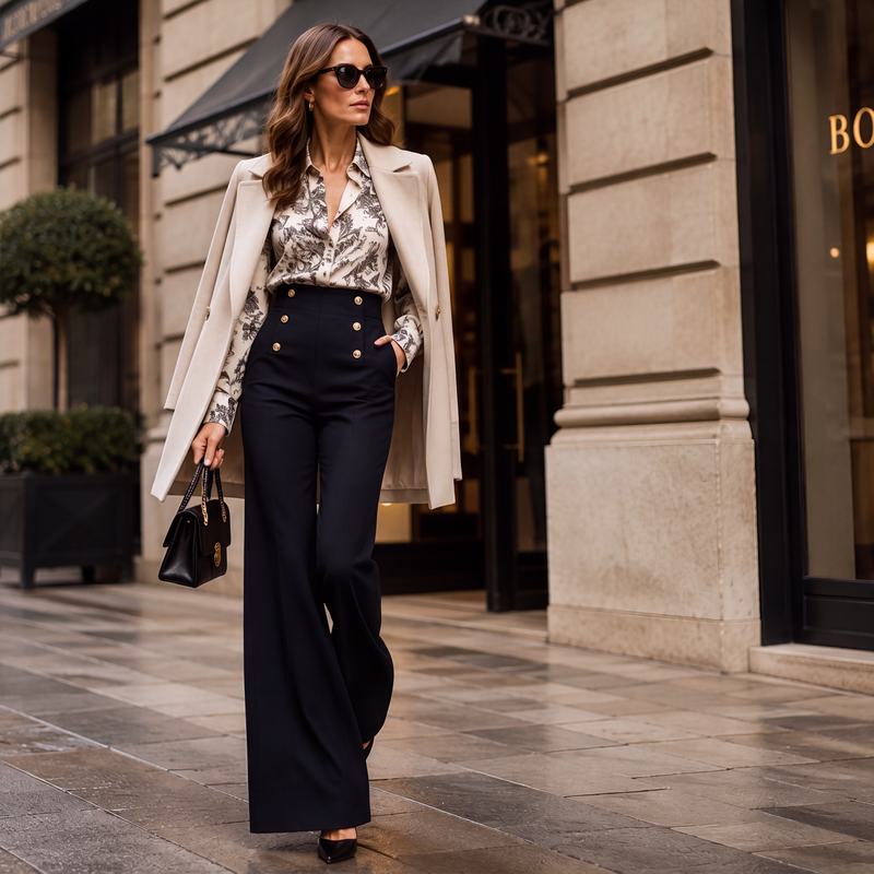 Pantalon évasé extensible et flatteur pour femme