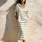 Robe sweat à capuche rayée décontractée pour femme