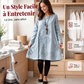 Robe décontractée pour femme à manches longues et col rond, coupe A