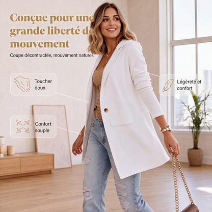 Veste décontractée pour femme à col revers et manches longues