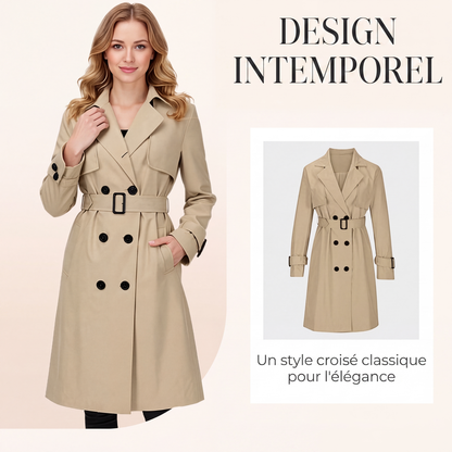 Trench-coat croisé décontracté pour femme