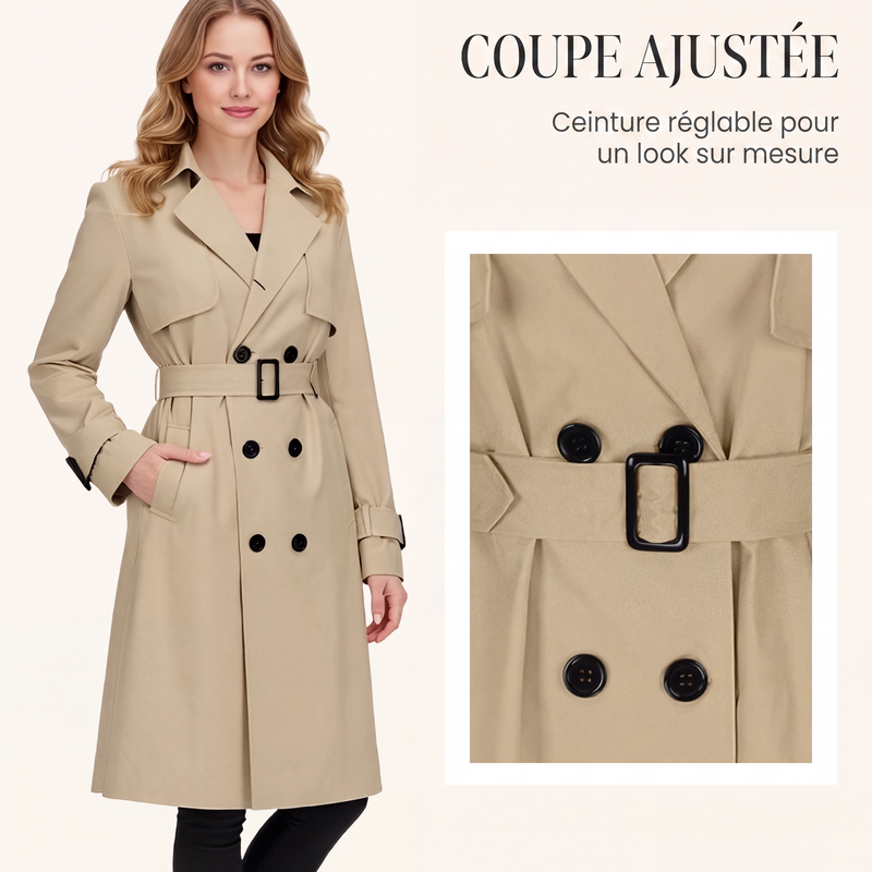 Trench-coat croisé décontracté pour femme
