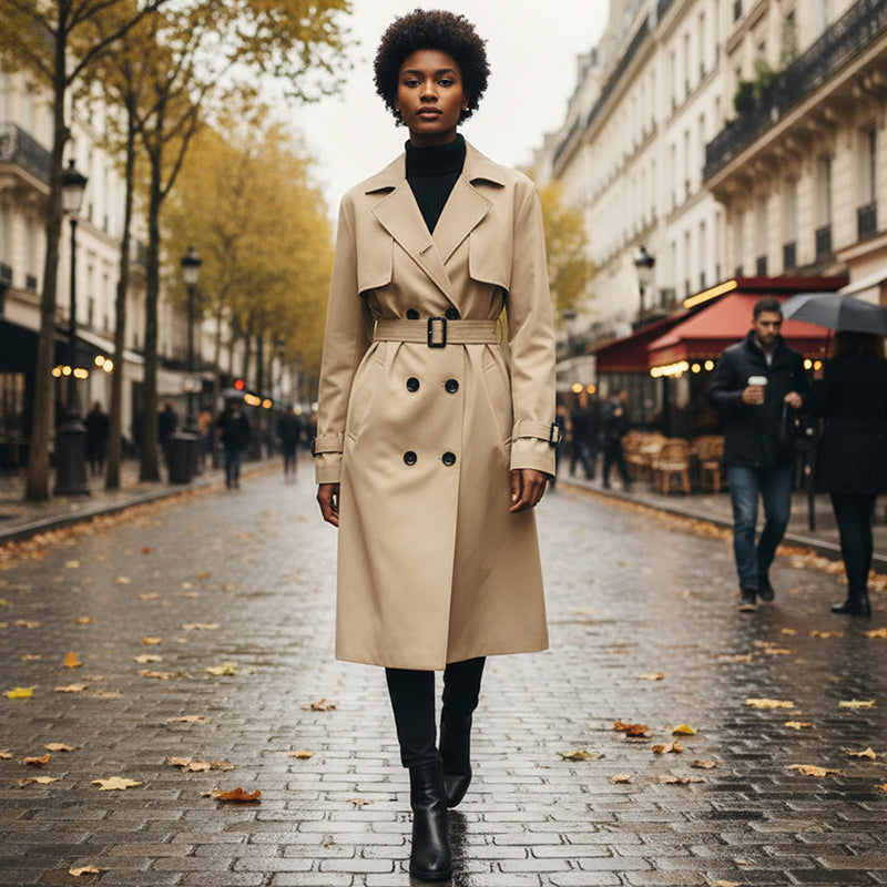 Trench-coat croisé décontracté pour femme