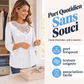 Blouse décontractée pour femme à manches 3/4 avec patchwork en dentelle ajourée