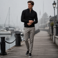 Pull élégant pour homme avec col montant et quart de zip
