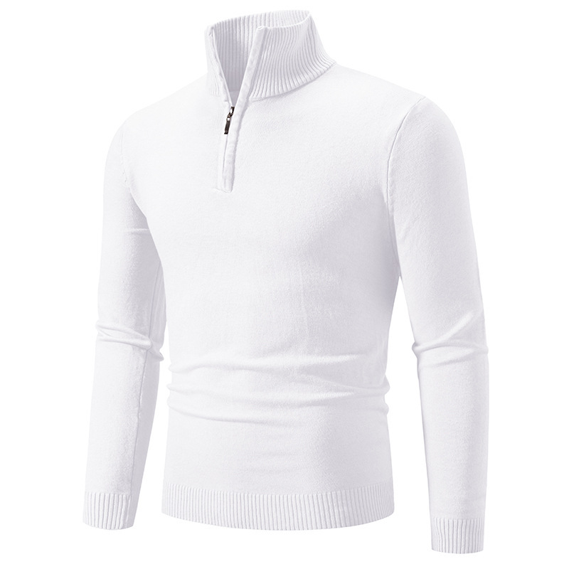 Pull élégant pour homme avec col montant et quart de zip