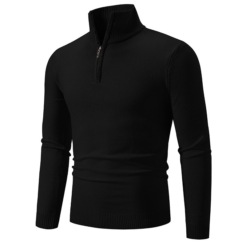 Pull élégant pour homme avec col montant et quart de zip