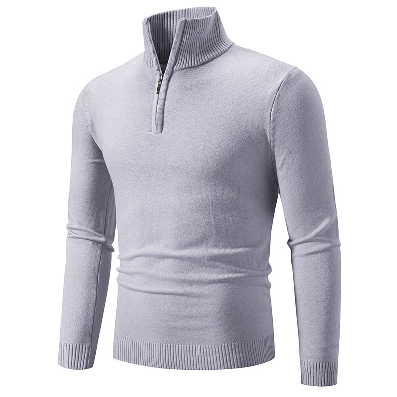 Pull élégant pour homme avec col montant et quart de zip